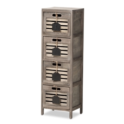 Baxton Studio Valko Modern and Contemporary Grey Finished Wood Storage Unit with Four Baskets Affordable modern furniture in Chicago, classic living room furniture, modern storage unit, cheap storage unit